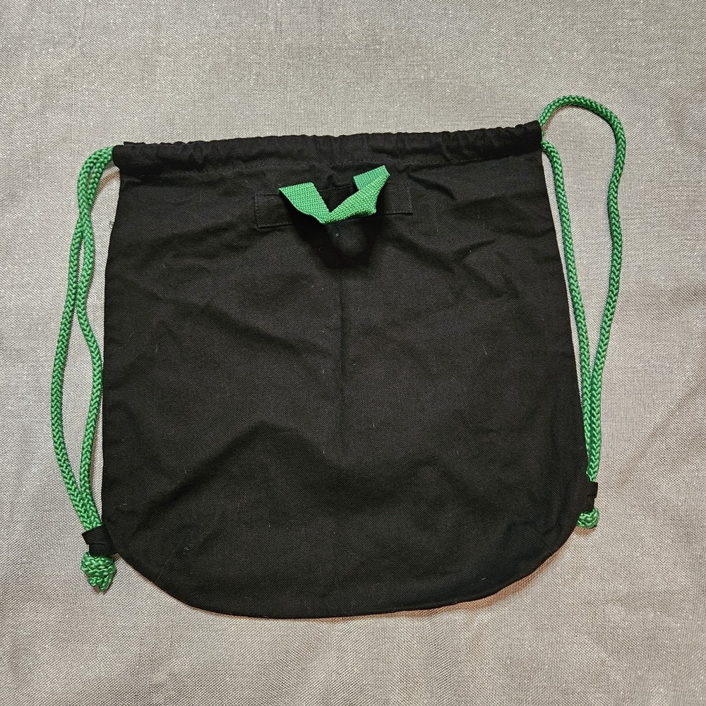 Girl Scouts Drawstring Bag Black Canvas Pink Green Floral Stars Print Washable - Picture 3 of 4